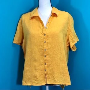 J.jill linen button front collared shirt women’s L